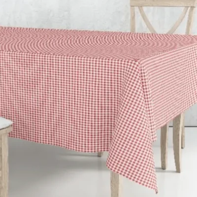 tela mantel antimanchas vichy rojo loneta estampada resinada 140cm de ancho.